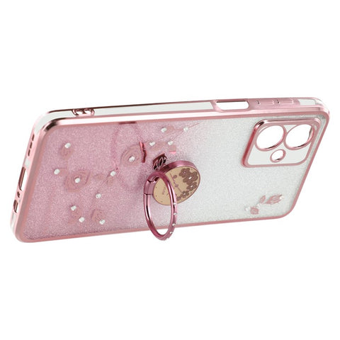 KADEM For Motorola Moto G54 5G / G64 5G Kickstand Case Rhinestone Flower TPU Phone Cover