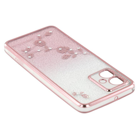 KADEM For Motorola Moto G54 5G / G64 5G Kickstand Case Rhinestone Flower TPU Phone Cover