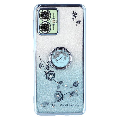 KADEM For Motorola Moto G54 5G / G64 5G Kickstand Case Rhinestone Flower TPU Phone Cover