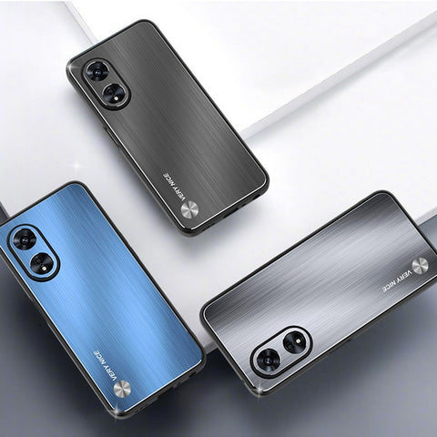 TPU + Aluminium Alloy Hybrid Case for Oppo A97 5G, Drop-proof Brushed Surface Mobile Phone Cover