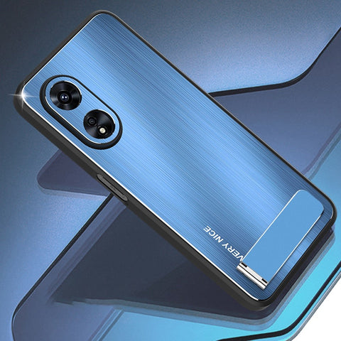 For Oppo A97 5G Kickstand Phone Case TPU Bumper Brushed Aluminium Alloy Back Protective Cover