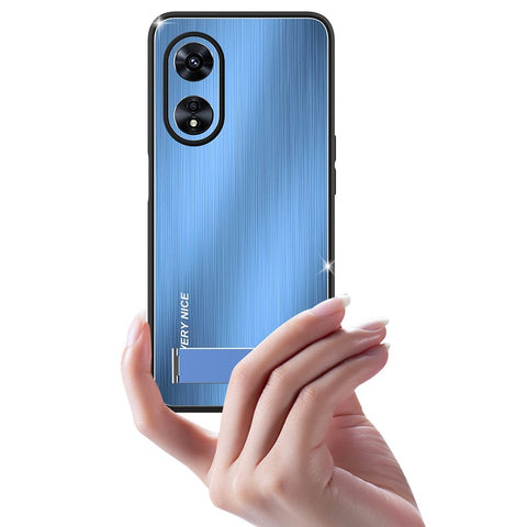 For Oppo A97 5G Kickstand Phone Case TPU Bumper Brushed Aluminium Alloy Back Protective Cover