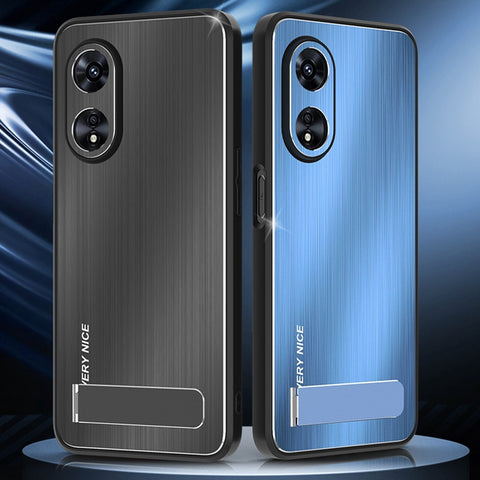 For Oppo A97 5G Kickstand Phone Case TPU Bumper Brushed Aluminium Alloy Back Protective Cover