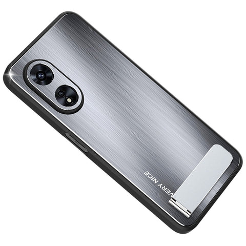 For Oppo A97 5G Kickstand Phone Case TPU Bumper Brushed Aluminium Alloy Back Protective Cover