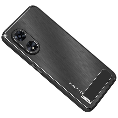 For Oppo A97 5G Kickstand Phone Case TPU Bumper Brushed Aluminium Alloy Back Protective Cover