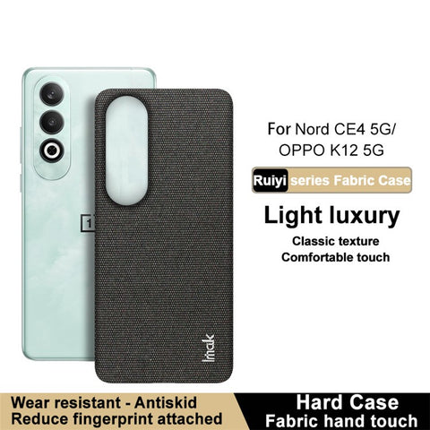 IMAK Ruiyi Series for OnePlus Nord CE4 5G / Oppo K12 Case Fabric Texture Leather+PC Phone Back Cover