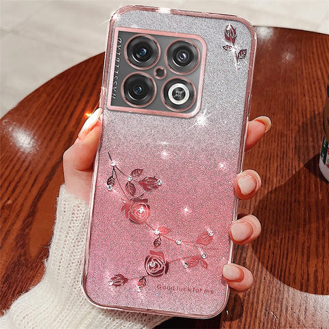 KADEM For OnePlus 10 Pro 5G Case Glitter TPU Phone Cover with Rhinestone Decor