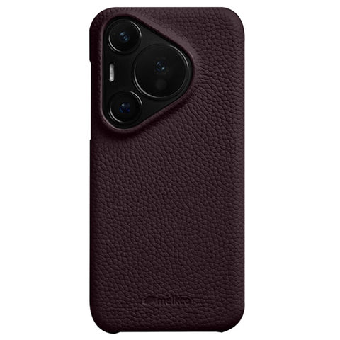 MELKCO For Huawei Pura 70 Case Genuine Cow Leather + PC Phone Cover Not Full Coverage Frame