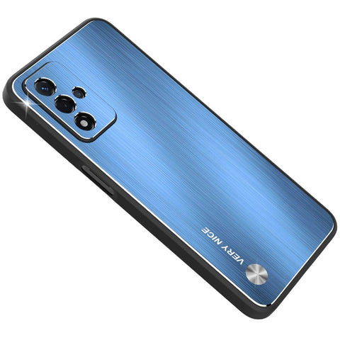 For Oppo A93s 5G Anti-wear Phone Case Brushed Aluminium Alloy Back + TPU Frame Precise Cutout Back Cover