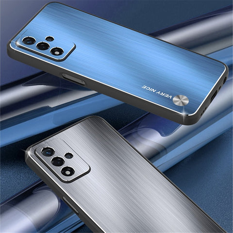 For Oppo A93s 5G Anti-wear Phone Case Brushed Aluminium Alloy Back + TPU Frame Precise Cutout Back Cover