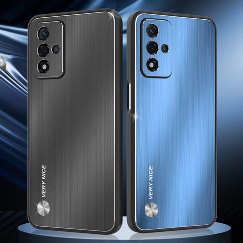 For Oppo A93s 5G Anti-wear Phone Case Brushed Aluminium Alloy Back + TPU Frame Precise Cutout Back Cover