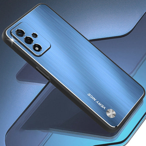 For Oppo A93s 5G Anti-wear Phone Case Brushed Aluminium Alloy Back + TPU Frame Precise Cutout Back Cover