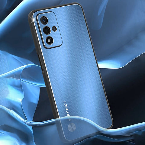 For Oppo A93s 5G Anti-wear Phone Case Brushed Aluminium Alloy Back + TPU Frame Precise Cutout Back Cover