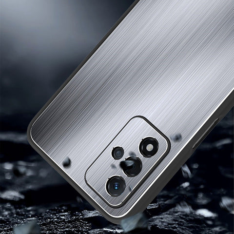 For Oppo A93s 5G Anti-wear Phone Case Brushed Aluminium Alloy Back + TPU Frame Precise Cutout Back Cover