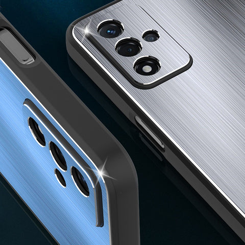 For Oppo A93s 5G Anti-wear Phone Case Brushed Aluminium Alloy Back + TPU Frame Precise Cutout Back Cover