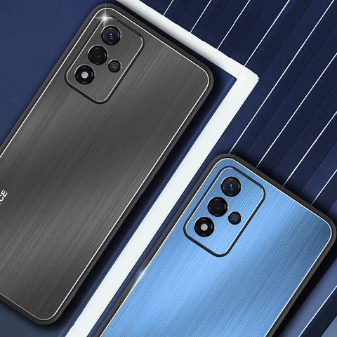 For Oppo A93s 5G Anti-wear Phone Case Brushed Aluminium Alloy Back + TPU Frame Precise Cutout Back Cover