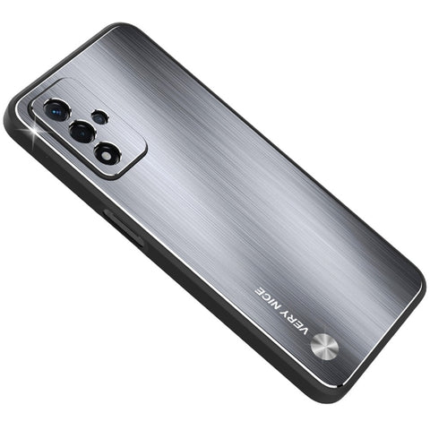 For Oppo A93s 5G Anti-wear Phone Case Brushed Aluminium Alloy Back + TPU Frame Precise Cutout Back Cover