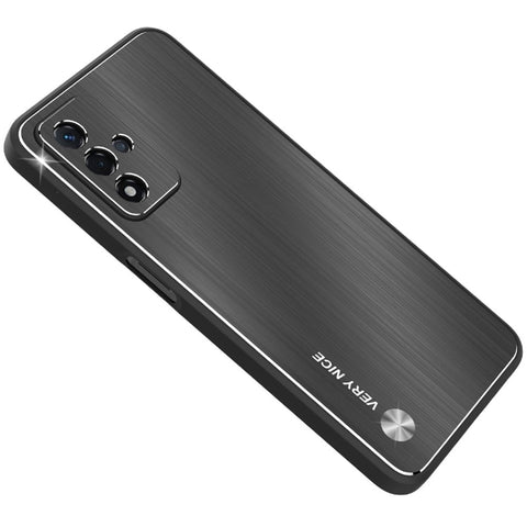 For Oppo A93s 5G Anti-wear Phone Case Brushed Aluminium Alloy Back + TPU Frame Precise Cutout Back Cover