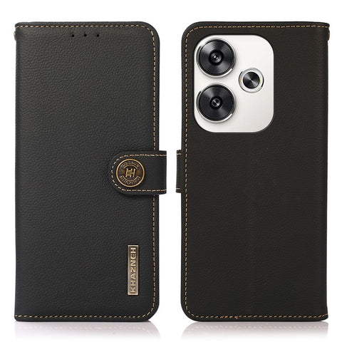KHAZNEH For Xiaomi Poco F6 5G / Redmi Turbo 3 5G Case Genuine Cow Leather Wallet Cover
