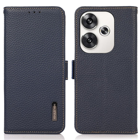 KHAZNEH For Xiaomi Poco F6 5G / Redmi Turbo 3 5G Case Genuine Cow Leather Cover RFID Blocking