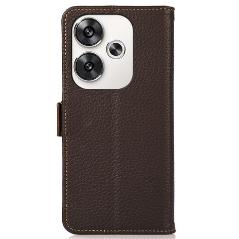 KHAZNEH For Xiaomi Poco F6 5G / Redmi Turbo 3 5G Case Genuine Cow Leather Cover RFID Blocking
