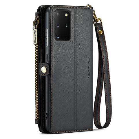 For Samsung Galaxy S20 Plus 5G / 4G Leather Case CASEME C36 Zipper Multiple Card Slots Phone Cover with Straps