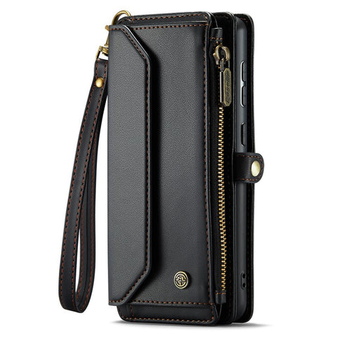 For Samsung Galaxy S20 Ultra Leather Case CASEME C36 Zipper Multiple Card Slots Phone Cover with Straps