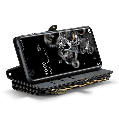 For Samsung Galaxy S20 Ultra Leather Case CASEME C36 Zipper Multiple Card Slots Phone Cover with Straps