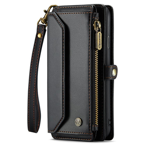 For iPhone 6 Plus / 6s Plus / 7 Plus / 8 Plus Leather Case CASEME C36 Zipper Multiple Card Slots Phone Cover with Straps