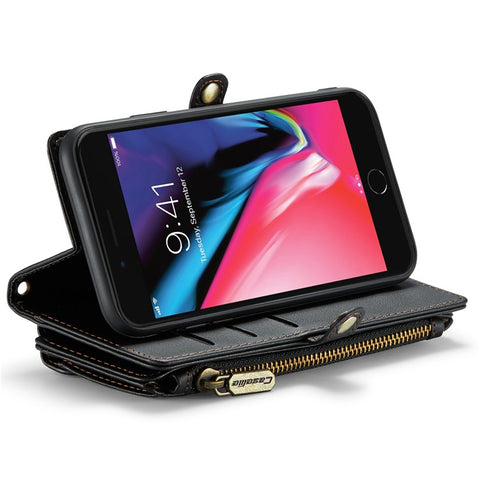 For iPhone 6 Plus / 6s Plus / 7 Plus / 8 Plus Leather Case CASEME C36 Zipper Multiple Card Slots Phone Cover with Straps