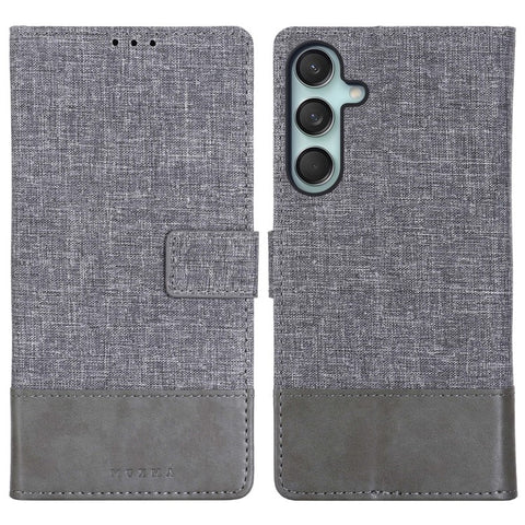 MUXMA MX102 For Samsung Galaxy F55 5G / C55 5G / M55 5G Case Canvas+Leather+TPU Phone Wallet Cover