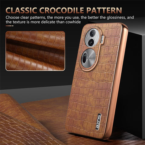 AZNS For Oppo Reno11 Pro 5G (Global) Case Crocodile Texture Leather+TPU Phone Cover