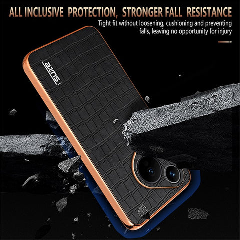 AZNS For Huawei Pura 70 Slim Case Crocodile Texture Leather + TPU Phone Cover