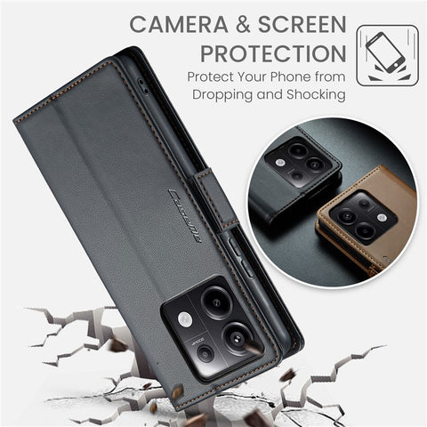 CASEME 023 Series For Xiaomi Redmi Note 13 Pro 5G / Poco X6 5G Case RFID Blocking Wallet Phone Cover