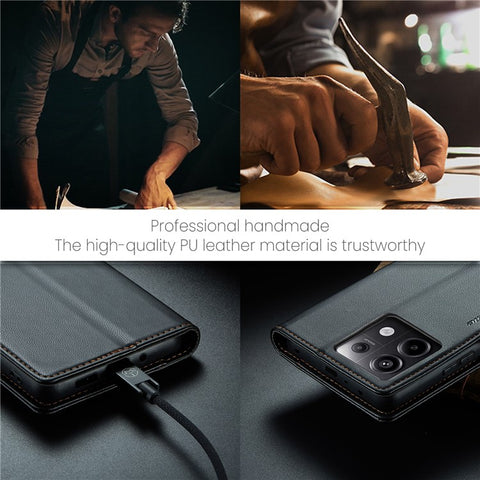 CASEME 023 Series For Xiaomi Redmi Note 13 Pro 5G / Poco X6 5G Case RFID Blocking Wallet Phone Cover