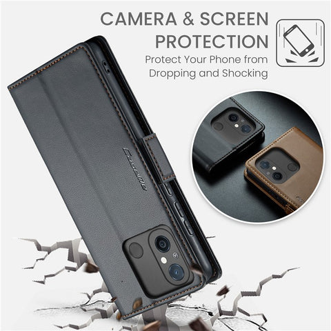 CASEME 023 Series For Xiaomi Redmi 11A 4G / 12C 4G RFID Blocking Case Stand Glossy Phone Cover