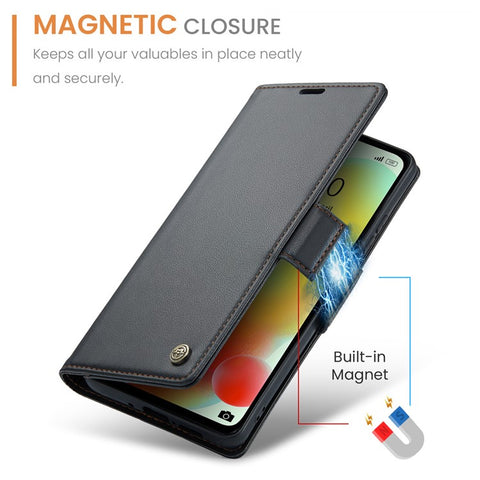 CASEME 023 Series For Xiaomi Redmi 11A 4G / 12C 4G RFID Blocking Case Stand Glossy Phone Cover