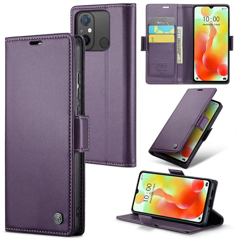 CASEME 023 Series For Xiaomi Redmi 11A 4G / 12C 4G RFID Blocking Case Stand Glossy Phone Cover