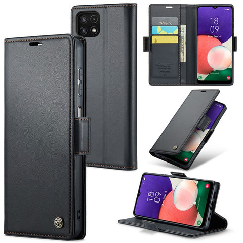 CASEME 023 Series For Samsung Galaxy A22 5G (EU Version) / F42 5G Wallet Case RFID Blocking Phone Cover