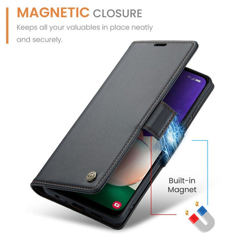 CASEME 023 Series For Samsung Galaxy A22 5G (EU Version) / F42 5G Wallet Case RFID Blocking Phone Cover