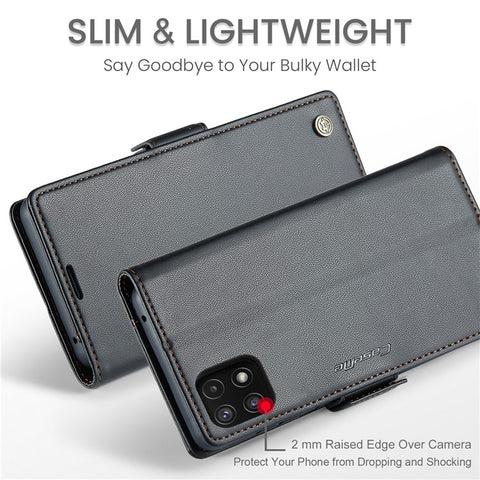 CASEME 023 Series For Samsung Galaxy A22 5G (EU Version) / F42 5G Wallet Case RFID Blocking Phone Cover