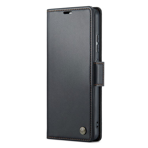 CASEME 023 Series For Oppo A78 4G Case RFID Blocking PU Leather Glossy Phone Wallet Cover