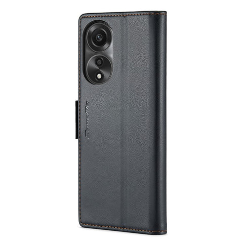 CASEME 023 Series For Oppo A78 4G Case RFID Blocking PU Leather Glossy Phone Wallet Cover