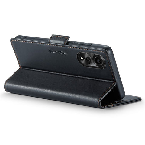 CASEME 023 Series For Oppo A78 4G Case RFID Blocking PU Leather Glossy Phone Wallet Cover