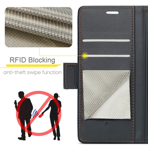 CASEME 023 Series For Oppo A78 4G Case RFID Blocking PU Leather Glossy Phone Wallet Cover