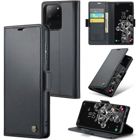 CASEME 023 Series For Samsung Galaxy S20 Ultra Case Wallet RFID Blocking Leather Phone Cover