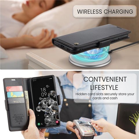 CASEME 023 Series For Samsung Galaxy S20 Ultra Case Wallet RFID Blocking Leather Phone Cover