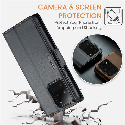 CASEME 023 Series For Samsung Galaxy S20 Ultra Case Wallet RFID Blocking Leather Phone Cover