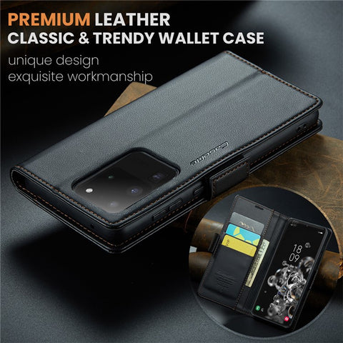 CASEME 023 Series For Samsung Galaxy S20 Ultra Case Wallet RFID Blocking Leather Phone Cover