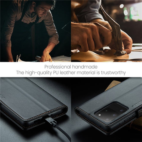 CASEME 023 Series For Samsung Galaxy S20 Ultra Case Wallet RFID Blocking Leather Phone Cover